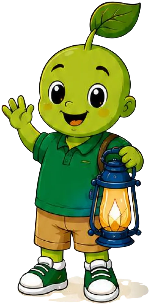 Prayer Buddy holding a glowing lantern
